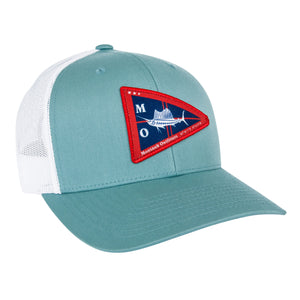 Front view of the MTKO Burgee Hat in light blue color