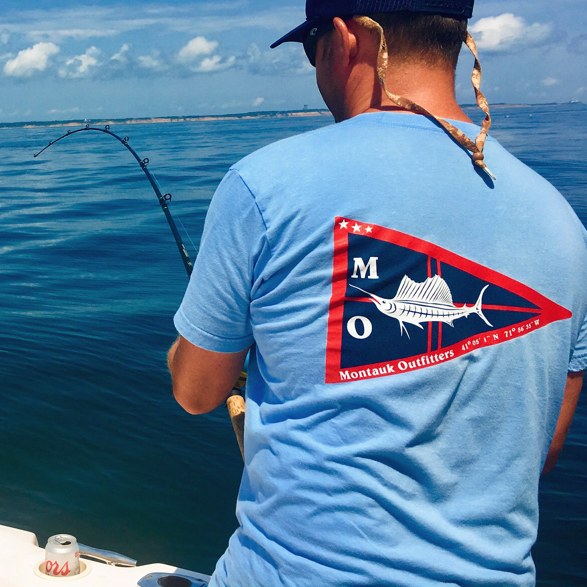 Fly Your Burgee with Pride: The Montauk Outfitters Burgee Flag T-Shirt L / Sky Blue